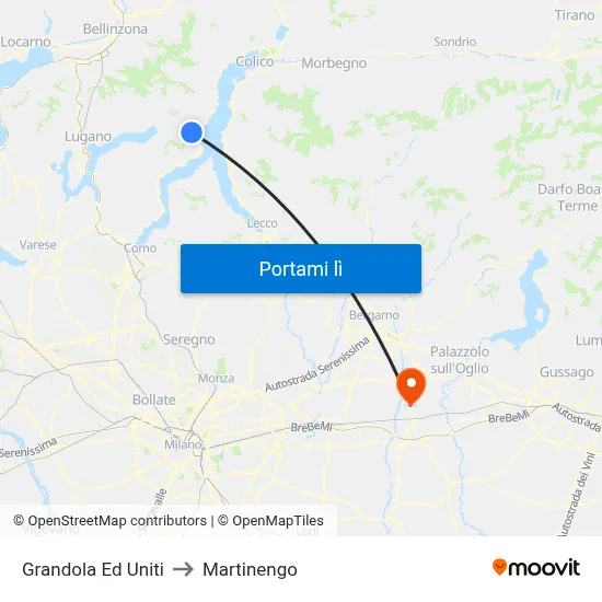 Grandola Ed Uniti to Martinengo map
