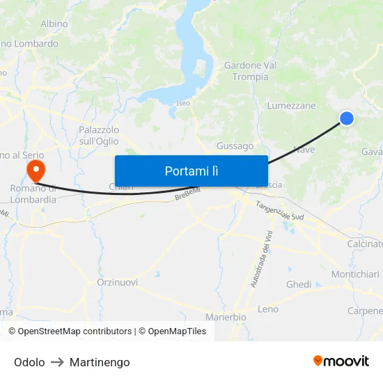 Odolo to Martinengo map