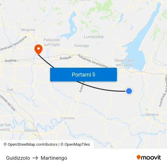 Guidizzolo to Martinengo map
