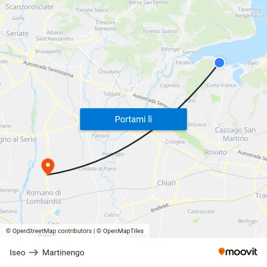 Iseo to Martinengo map