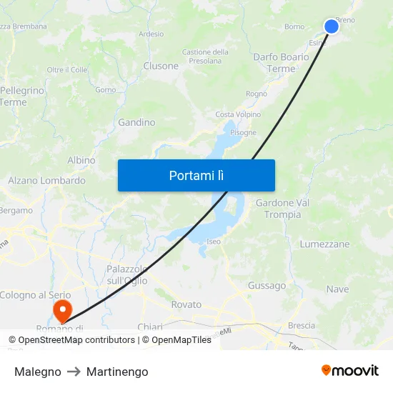 Malegno to Martinengo map