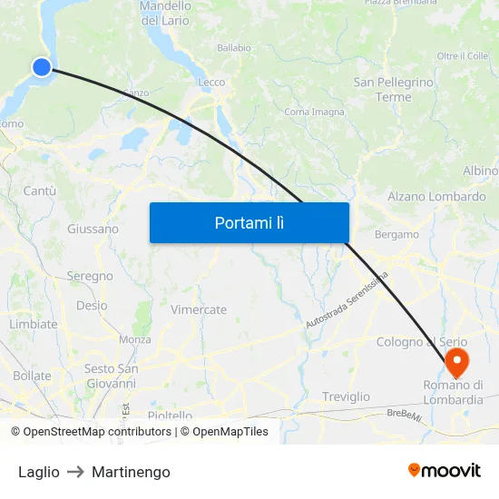 Laglio to Martinengo map