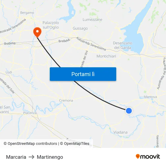 Marcaria to Martinengo map