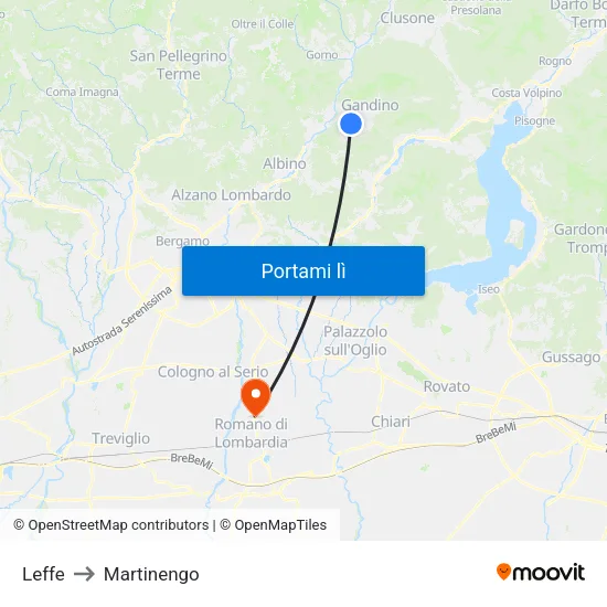 Leffe to Martinengo map