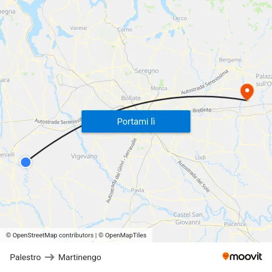 Palestro to Martinengo map