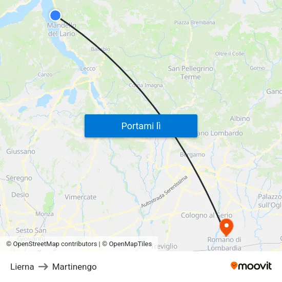 Lierna to Martinengo map