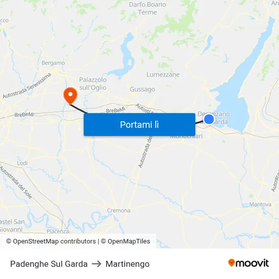 Padenghe Sul Garda to Martinengo map