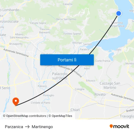 Parzanica to Martinengo map