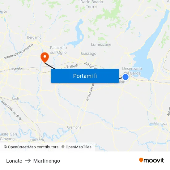 Lonato to Martinengo map
