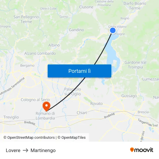 Lovere to Martinengo map