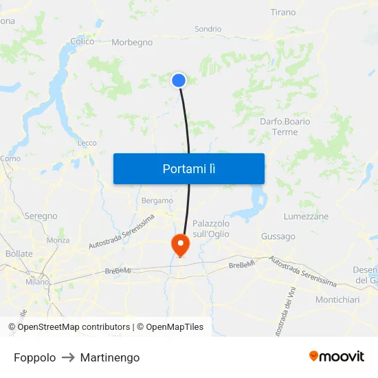 Foppolo to Martinengo map