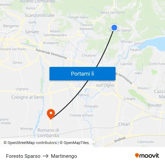 Foresto Sparso to Martinengo map