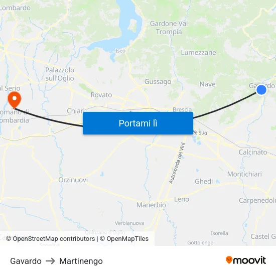 Gavardo to Martinengo map