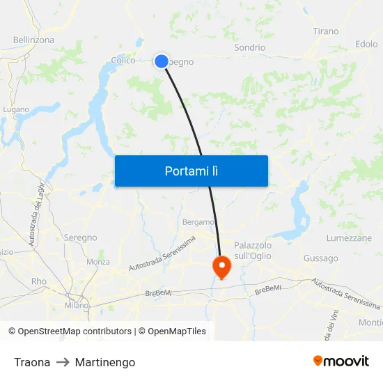 Traona to Martinengo map