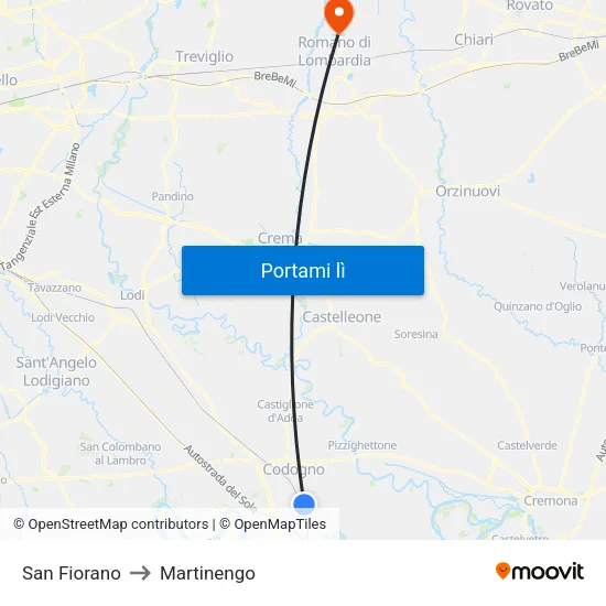 San Fiorano to Martinengo map