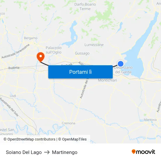 Soiano Del Lago to Martinengo map