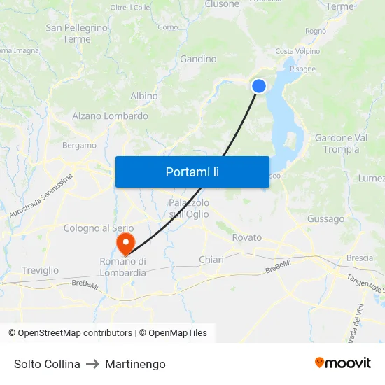 Solto Collina to Martinengo map
