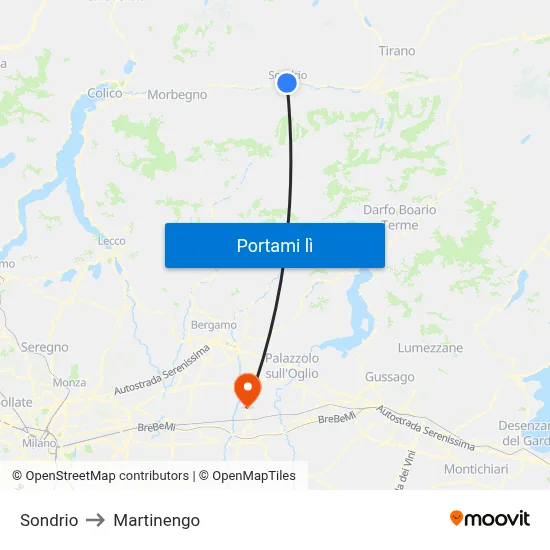 Sondrio to Martinengo map