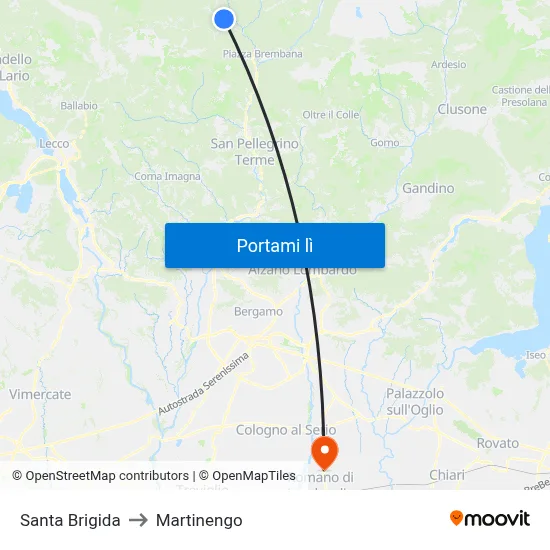 Santa Brigida to Martinengo map