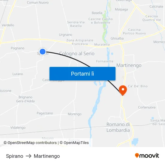 Spirano to Martinengo map