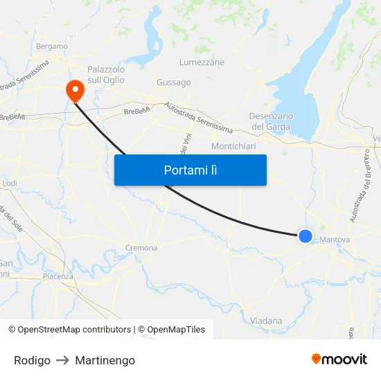Rodigo to Martinengo map
