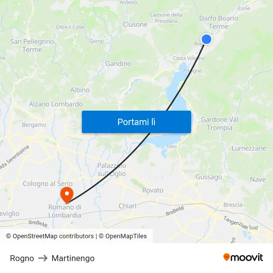 Rogno to Martinengo map