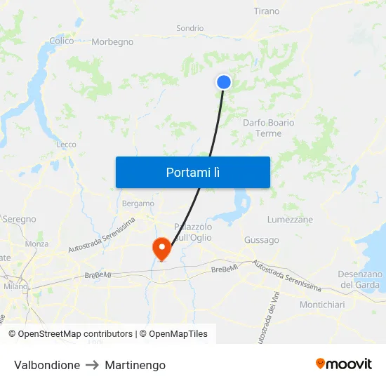 Valbondione to Martinengo map