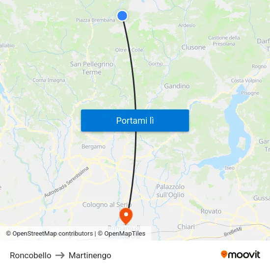 Roncobello to Martinengo map
