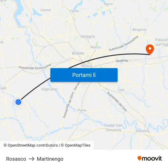Rosasco to Martinengo map