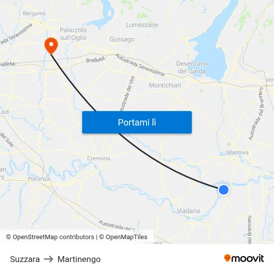 Suzzara to Martinengo map