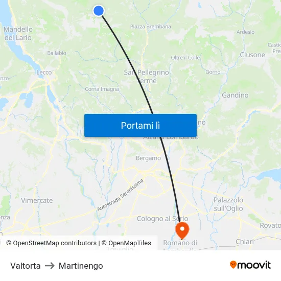 Valtorta to Martinengo map