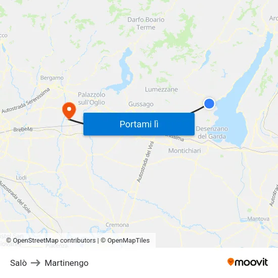 Salò to Martinengo map