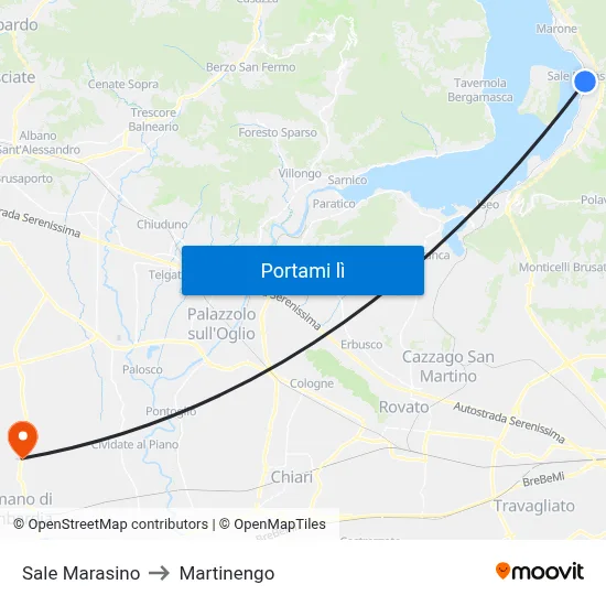 Sale Marasino to Martinengo map