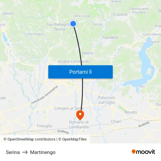 Serina to Martinengo map