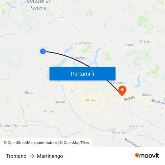 Trontano to Martinengo map