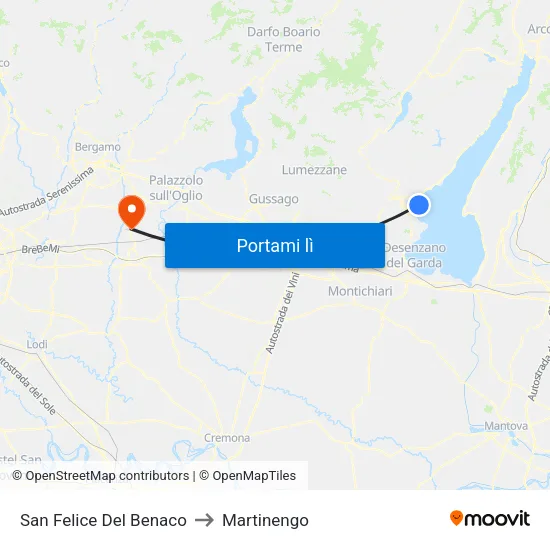San Felice Del Benaco to Martinengo map