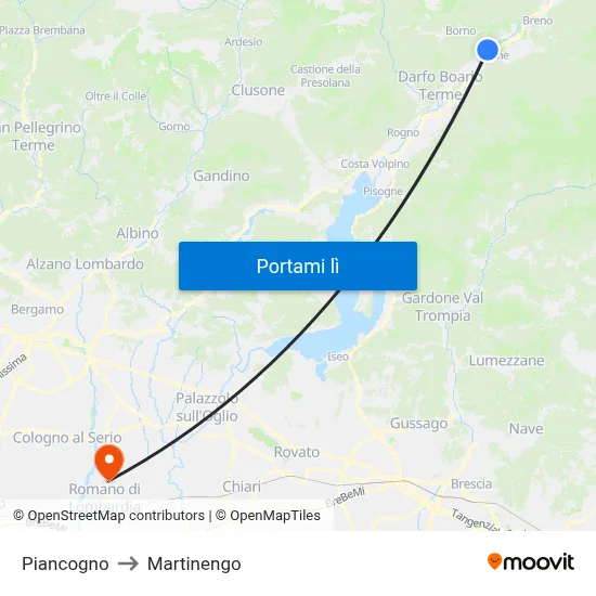 Piancogno to Martinengo map