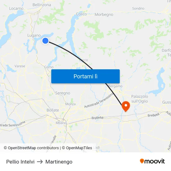 Pellio Intelvi to Martinengo map