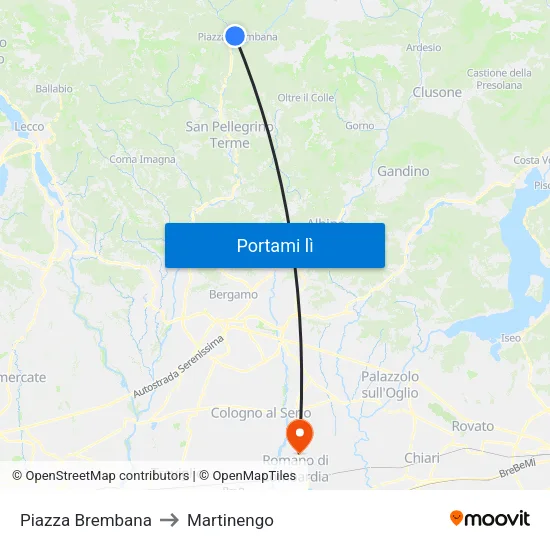 Piazza Brembana to Martinengo map