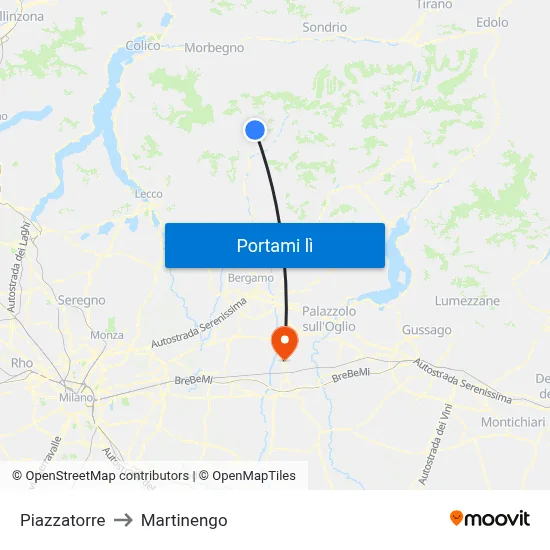 Piazzatorre to Martinengo map