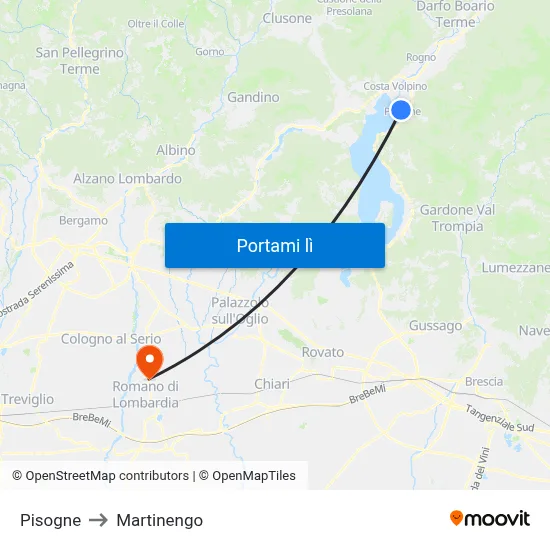 Pisogne to Martinengo map
