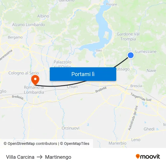 Villa Carcina to Martinengo map