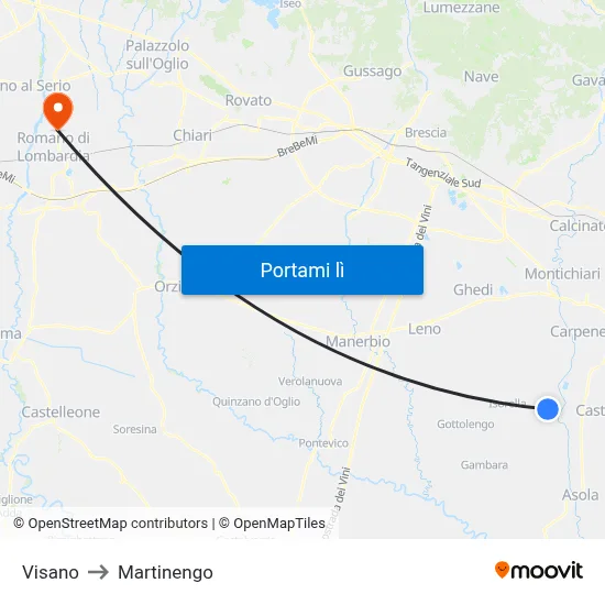 Visano to Martinengo map
