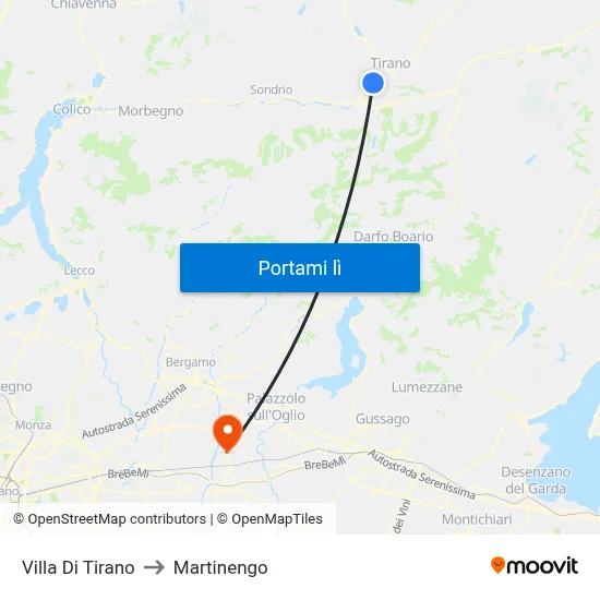 Villa Di Tirano to Martinengo map