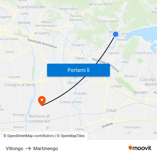 Villongo to Martinengo map