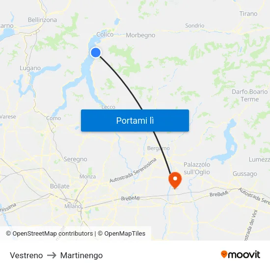 Vestreno to Martinengo map