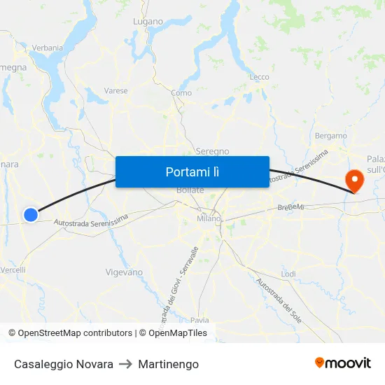 Casaleggio Novara to Martinengo map