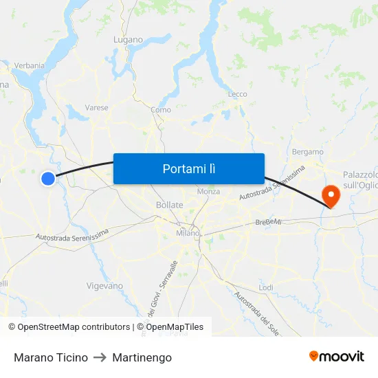 Marano Ticino to Martinengo map