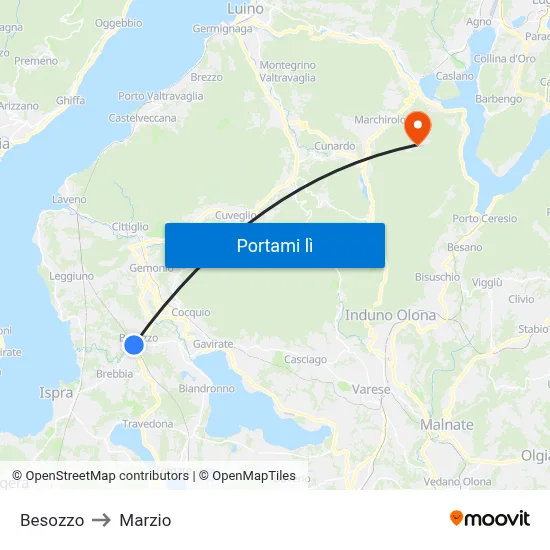 Besozzo to Marzio map