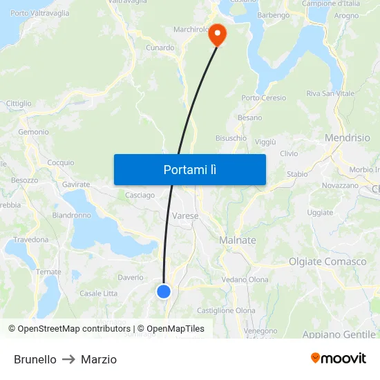 Brunello to Marzio map